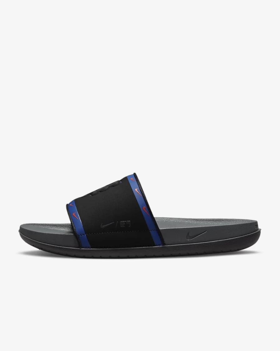 Nike Offcourt Slide for Men & Women - New York Mets Team Design in Black, Rush Blue, Team Orange, Anthracite Colors