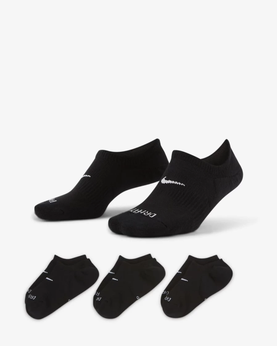 Nike Women's Multi-Color Training Socks - 3 Pairs of Cushioned Everyday Plus Footie Socks for Workouts & Comfort