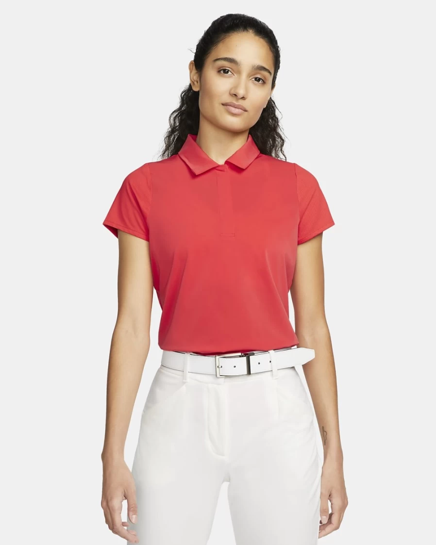 Nike Dri-FIT Light Crimson/White Women's Moisture-Wicking Golf Polo Shirt