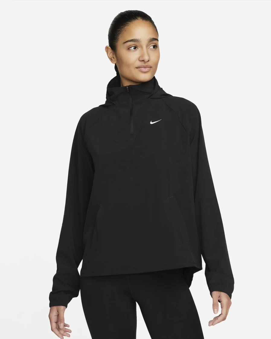 Nike Pro Dri-FIT Women's 1/4-Zip Packable Training Cover-Up - Black/White