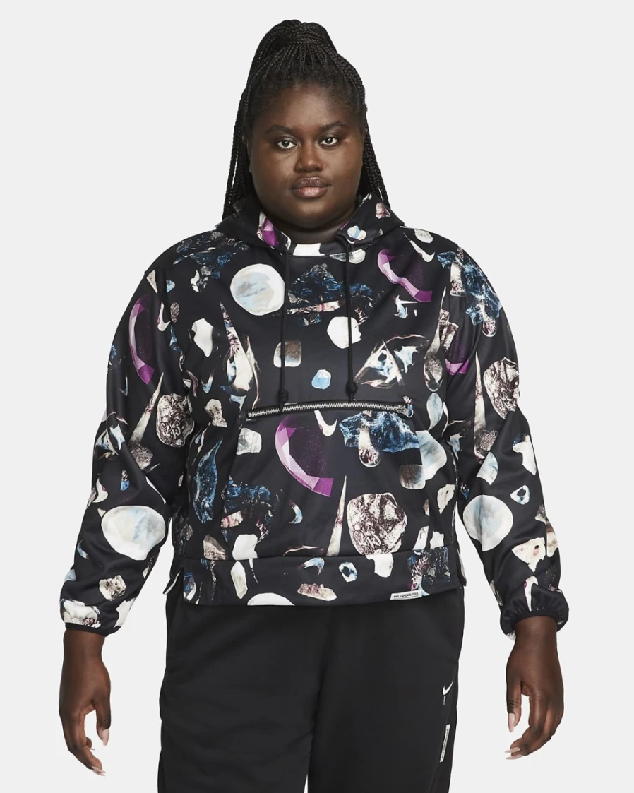 Nike Dri-FIT Women's Black/White Pullover Basketball Hoodie - Plus Size & Standard Issue