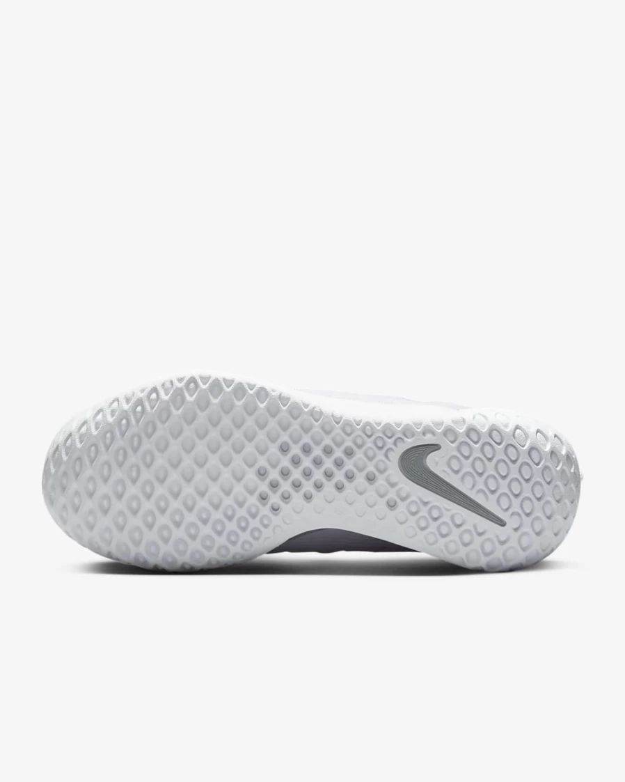 Nike Women's Court Air Zoom NXT Tennis Shoes in White, Grey Fog & Metallic Silver for Hard Court
