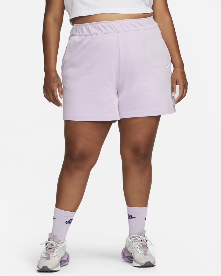Nike Women's Plus Size Sportswear Jersey Shorts in Doll/White - Comfortable Athletic Shorts for Women