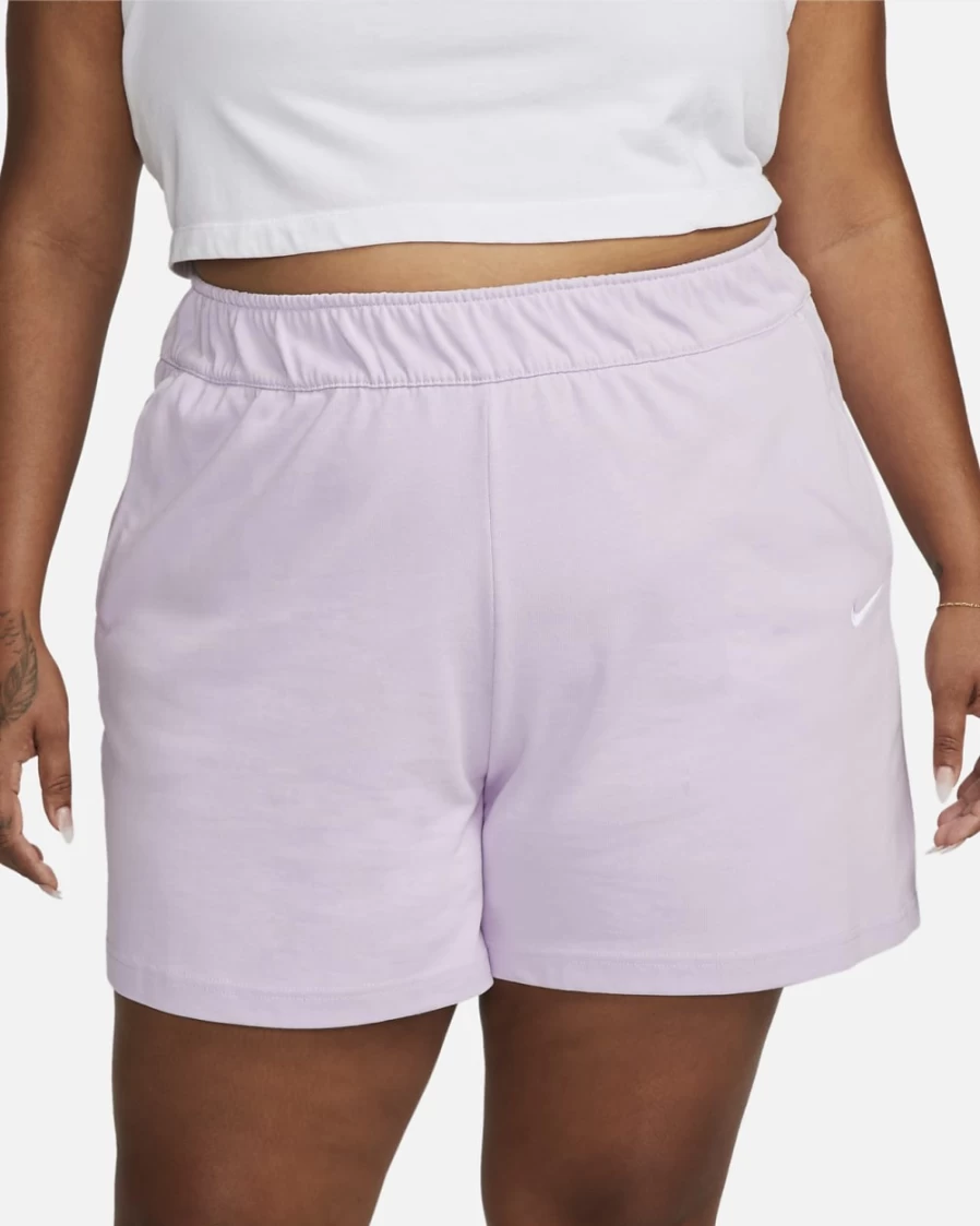 Nike Women's Plus Size Sportswear Jersey Shorts in Doll/White - Comfortable Athletic Shorts for Women