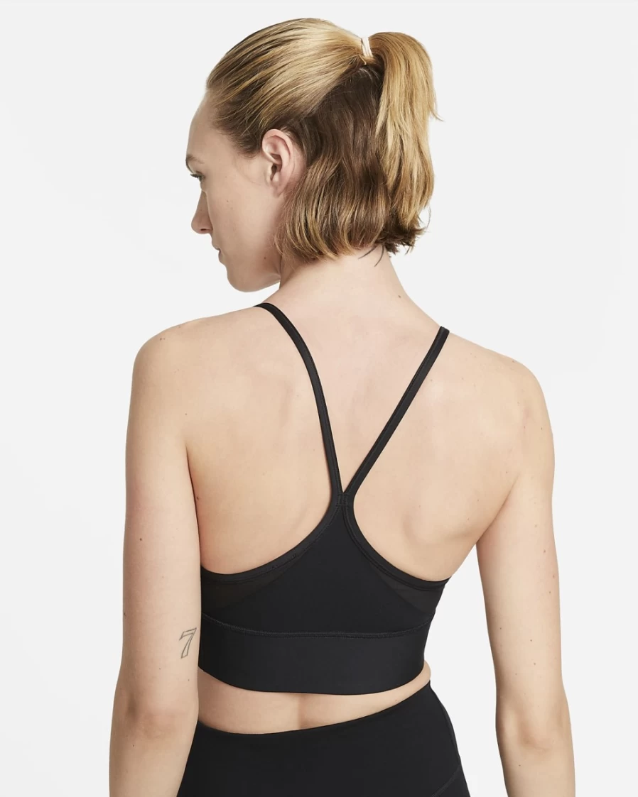 Nike Indy Women's Light-Support Longline Sports Bra - Black/White - Padded Workout Top for Active Women