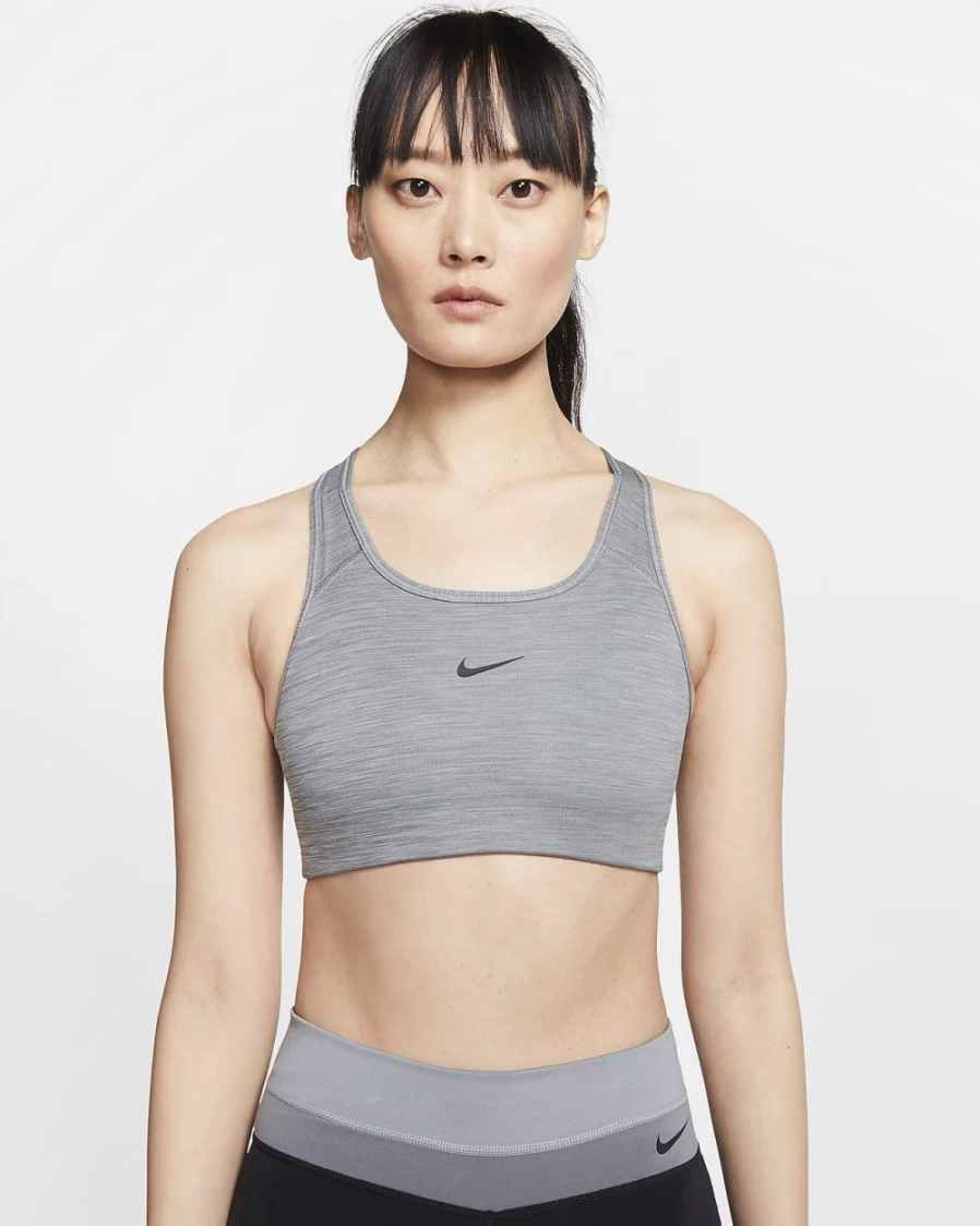 Nike Dri-FIT Swoosh Women's Medium-Support Sports Bra - Smoke Grey/Pure/Black