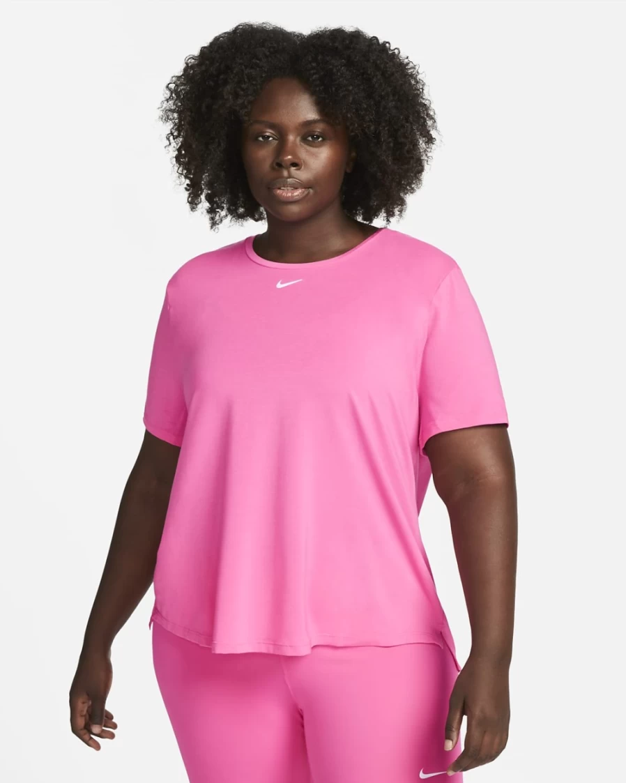 Nike Dri-FIT UV One Luxe Women's Plus Size Short-Sleeve Top in Pinksicle - Moisture-Wicking & Sun Protection