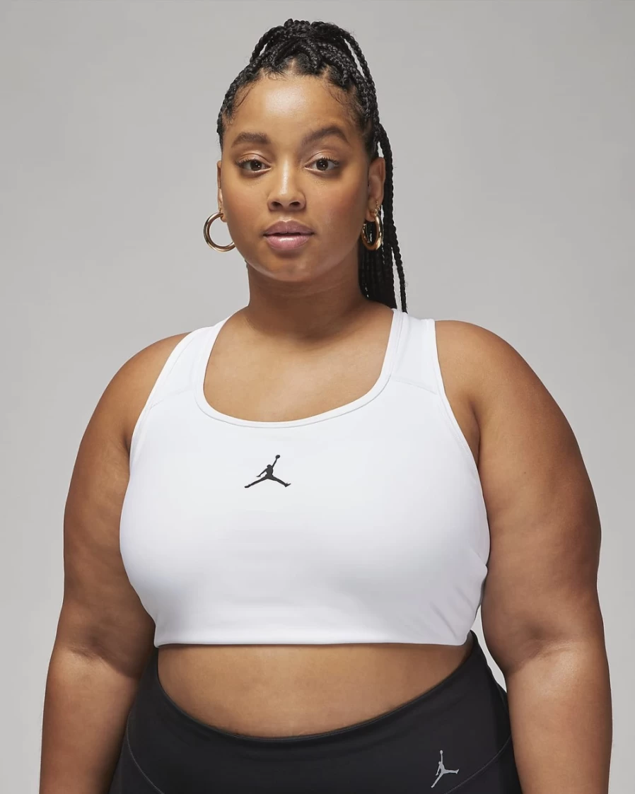 Nike Jordan Jumpman Women's Medium-Support Sports Bra - White/Black Plus Size Workout Top