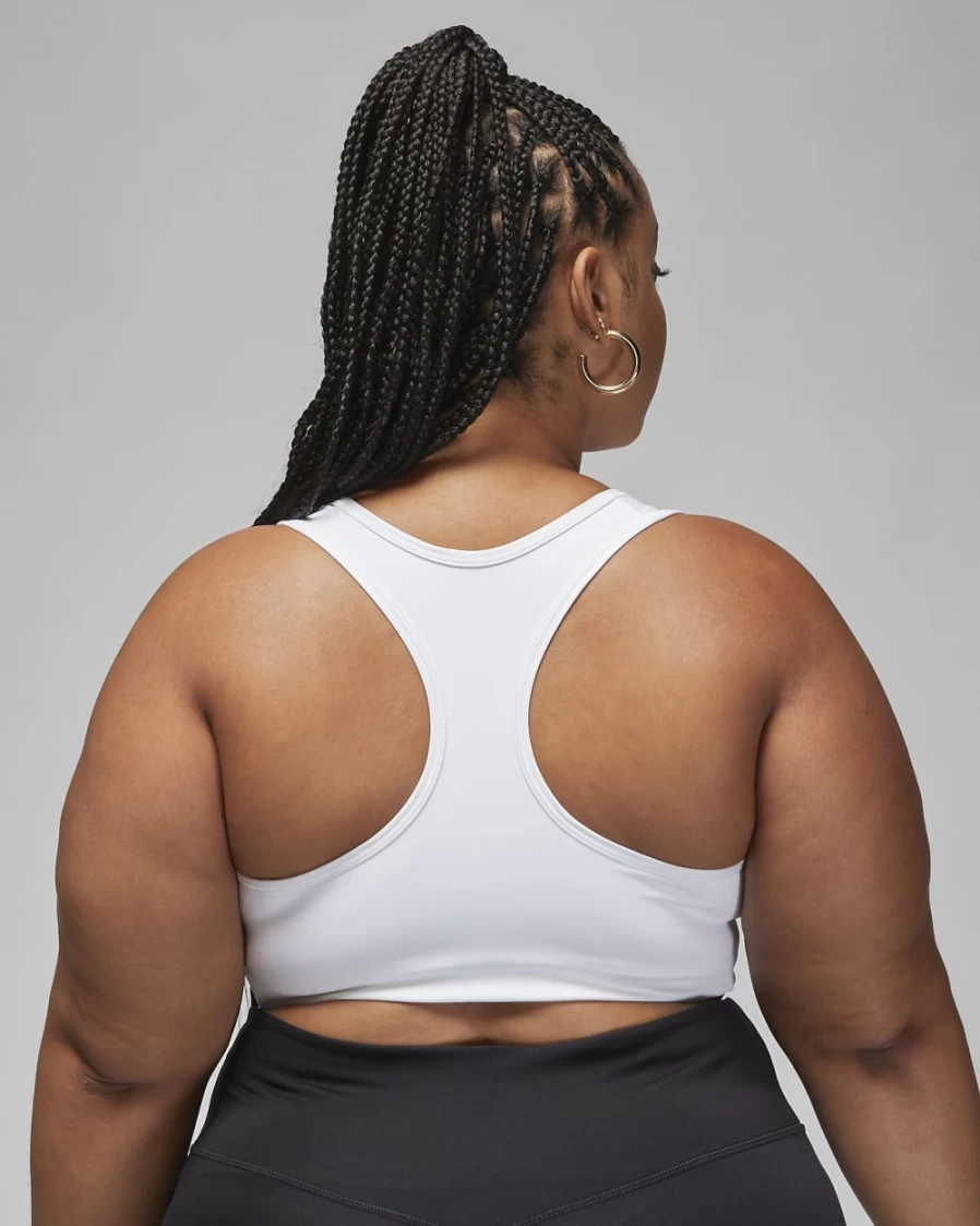 Nike Jordan Jumpman Women's Medium-Support Sports Bra - White/Black Plus Size Workout Top