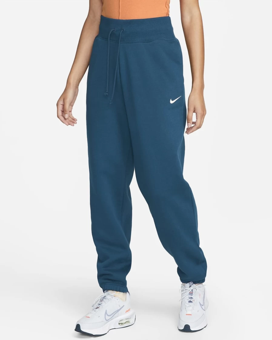 Nike Women's Valerian Blue High-Waisted Oversized Fleece Sweatpants - Sportswear Phoenix Fleece Comfort