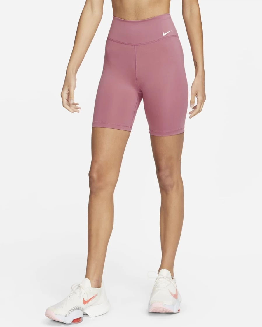 Nike One Women's Mid-Rise 7" Biker Shorts in Desert Berry/White