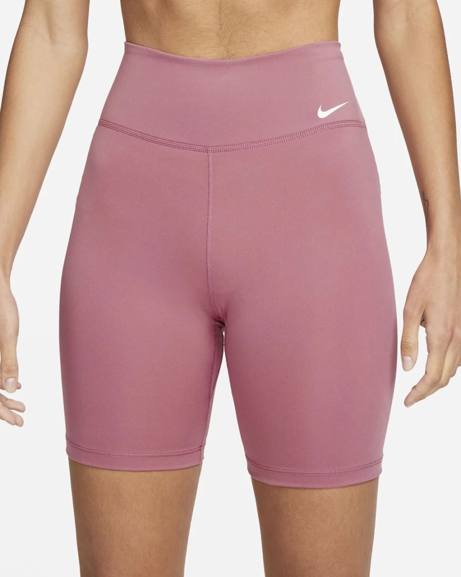 Nike One Women's Mid-Rise 7" Biker Shorts in Desert Berry/White