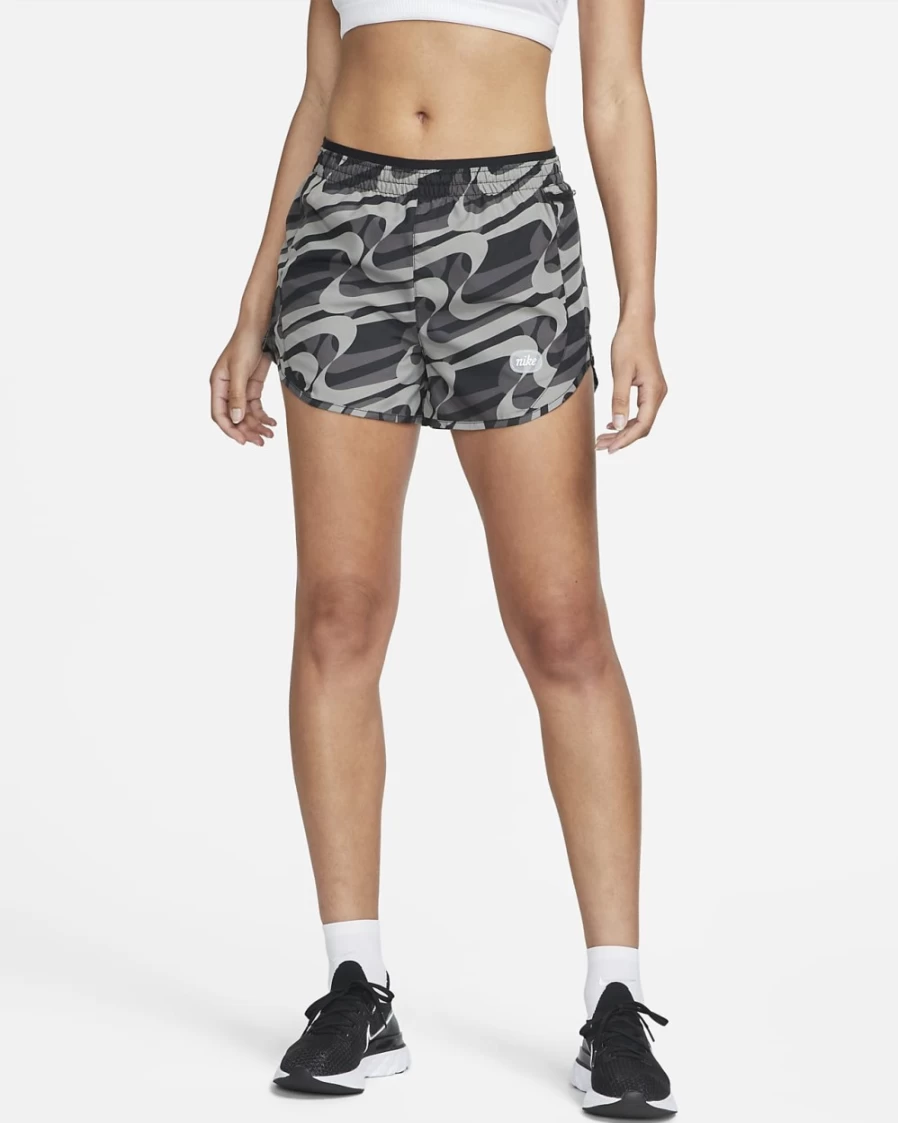 Nike Dri-FIT Women's Running Shorts - Black, Dark Driftwood & White - Icon Clash Tempo Luxe Design