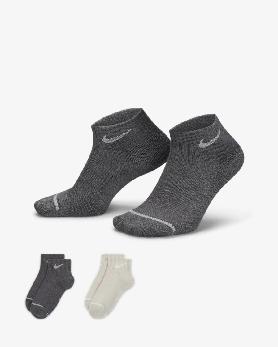 Nike Unisex Multi-Color Cushioned Ankle Socks - 2 Pairs, Everyday Comfort & Support