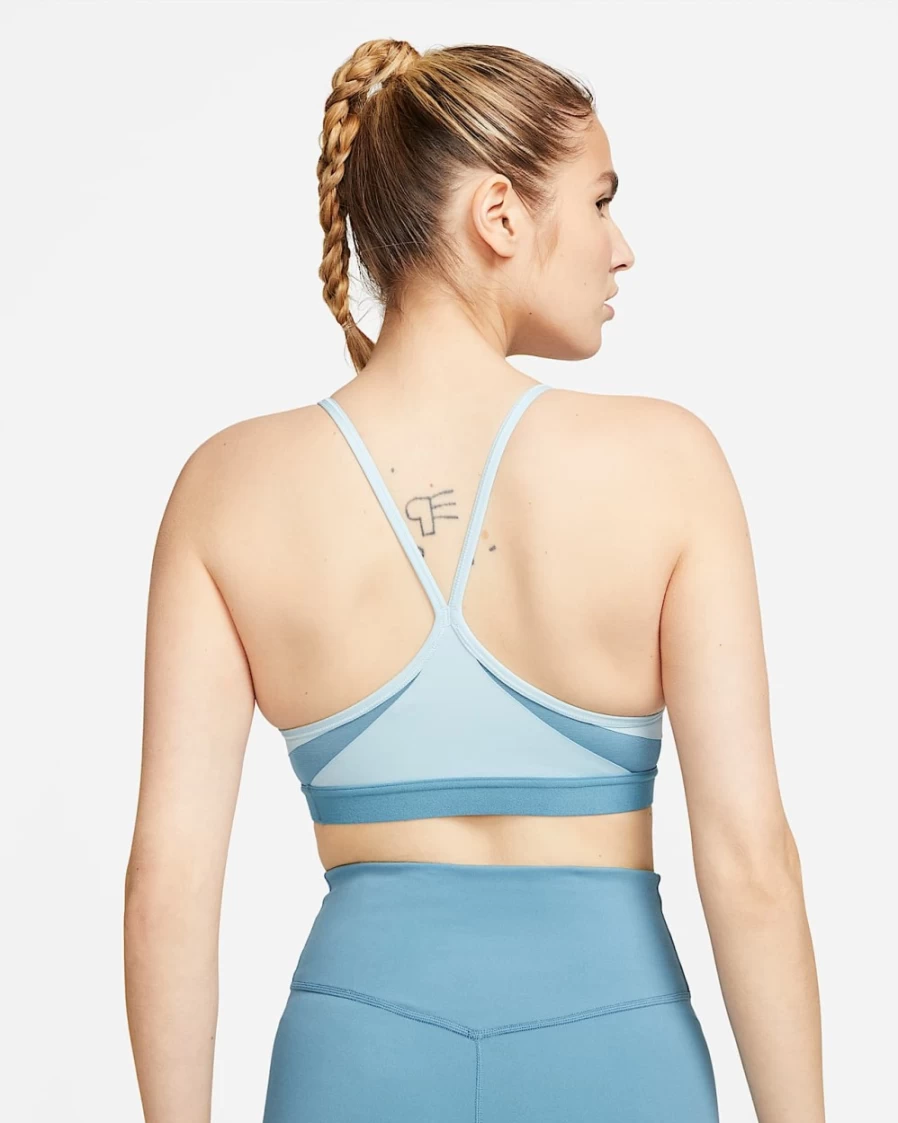 Nike Indy Women's Light-Support Padded V-Neck Sports Bra - Ocean Bliss/Noise Aqua/White