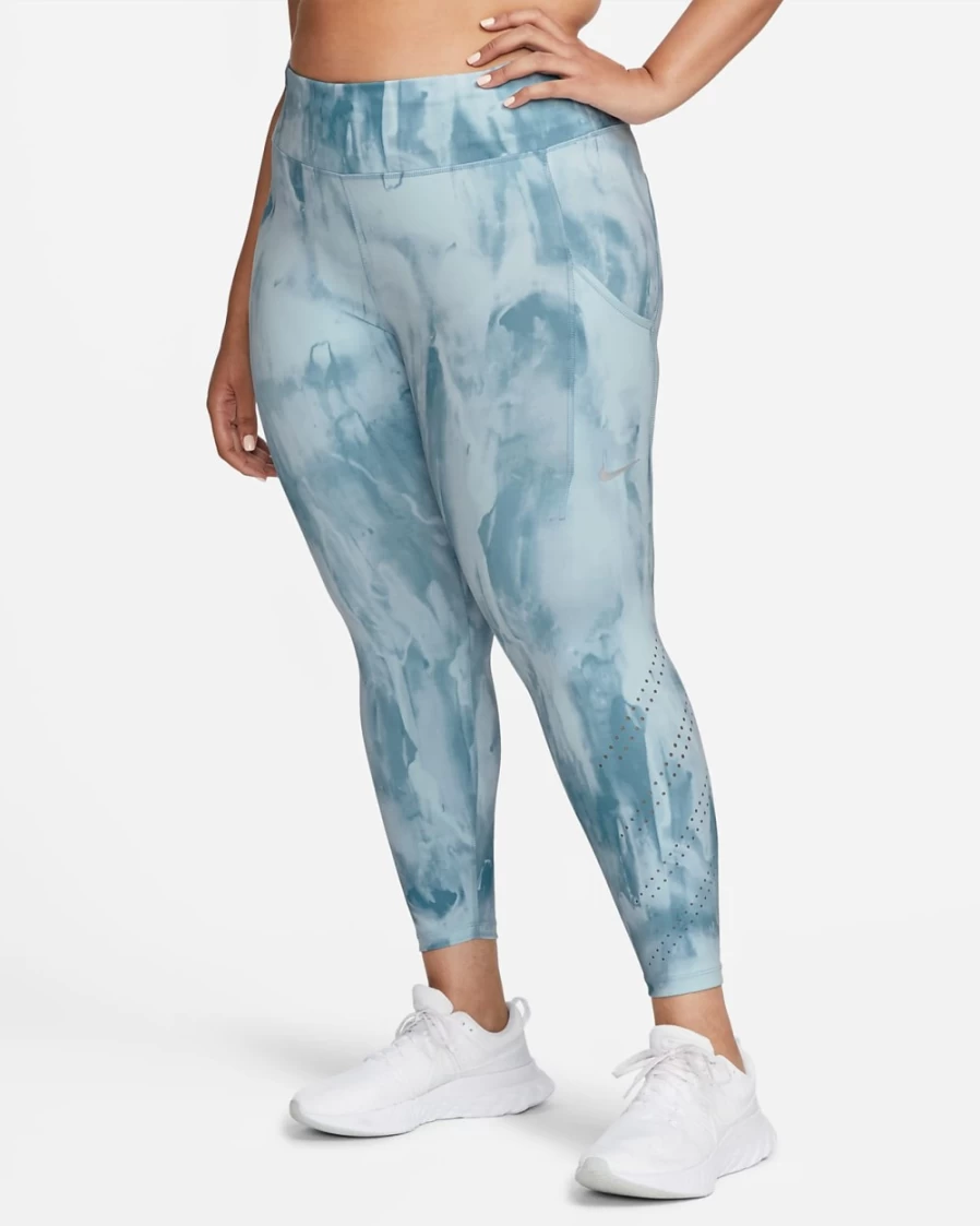 Nike Women's Epic Luxe Mid-Rise 7/8 Running Leggings in Border Blue/Ashen Slate - Plus Size Athletic Tights for Workouts & Training