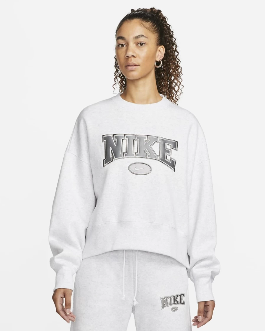 Nike Women's Birch Heather Phoenix Fleece Oversized Crewneck Sweatshirt | City Edition Casual Comfort
