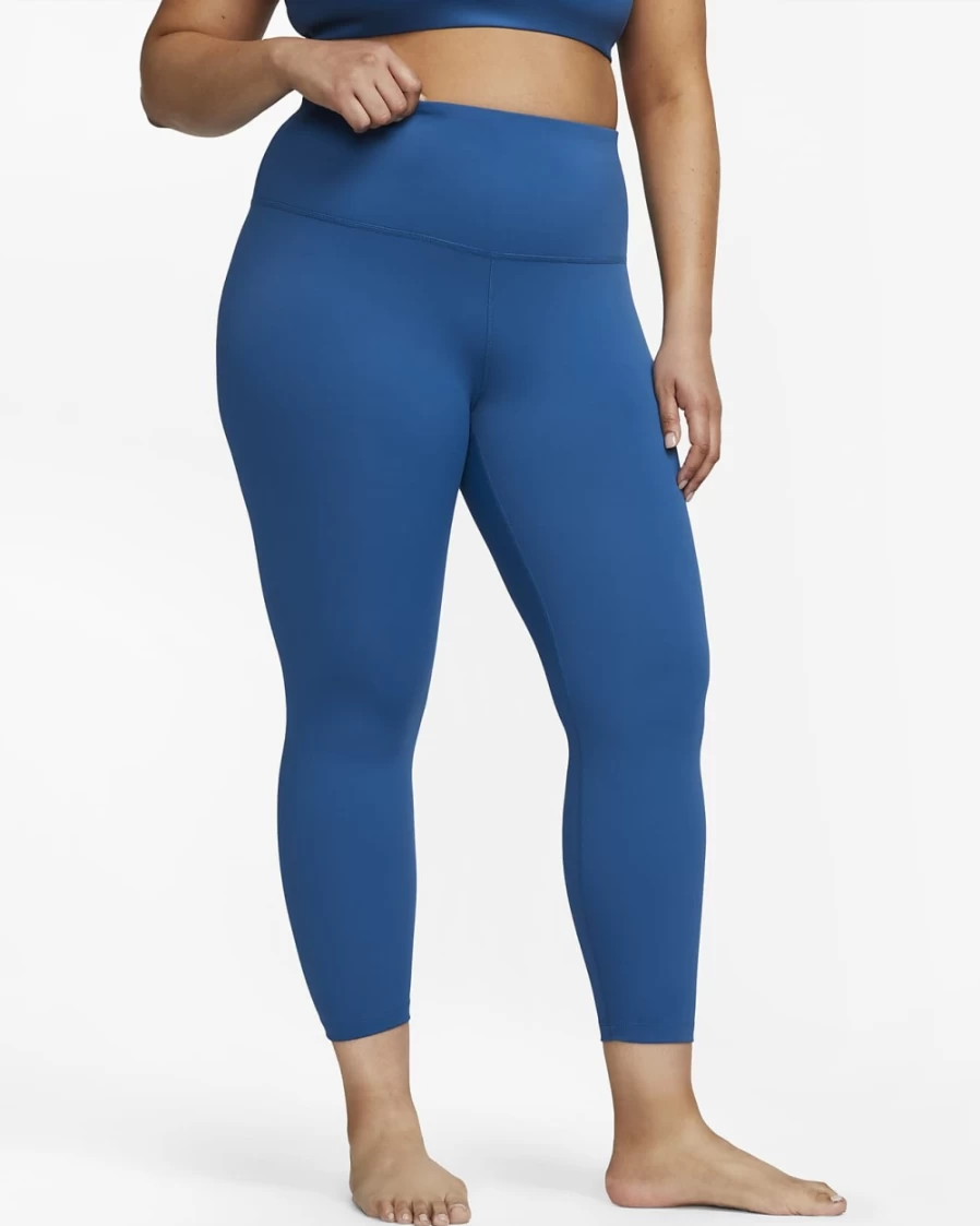 Nike Women's High-Waisted 7/8 Yoga Leggings in Dark Marina Blue & Iron Grey - Plus Size Activewear