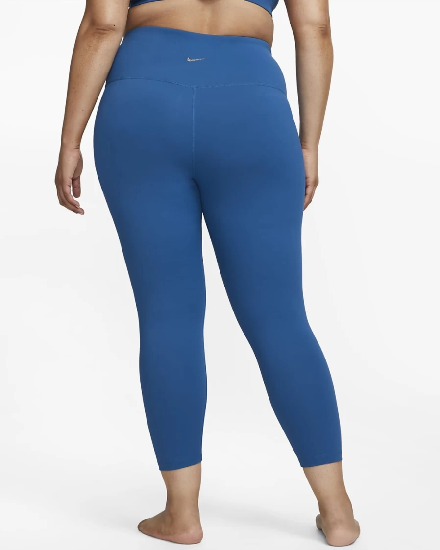 Nike Women's High-Waisted 7/8 Yoga Leggings in Dark Marina Blue & Iron Grey - Plus Size Activewear