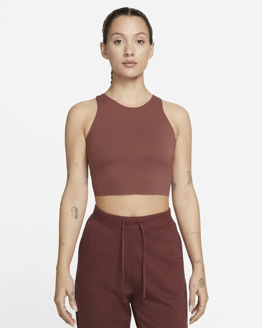 Nike Dri-FIT Luxe Women's Dark Pony Yoga Cropped Tank with Shelf Bra