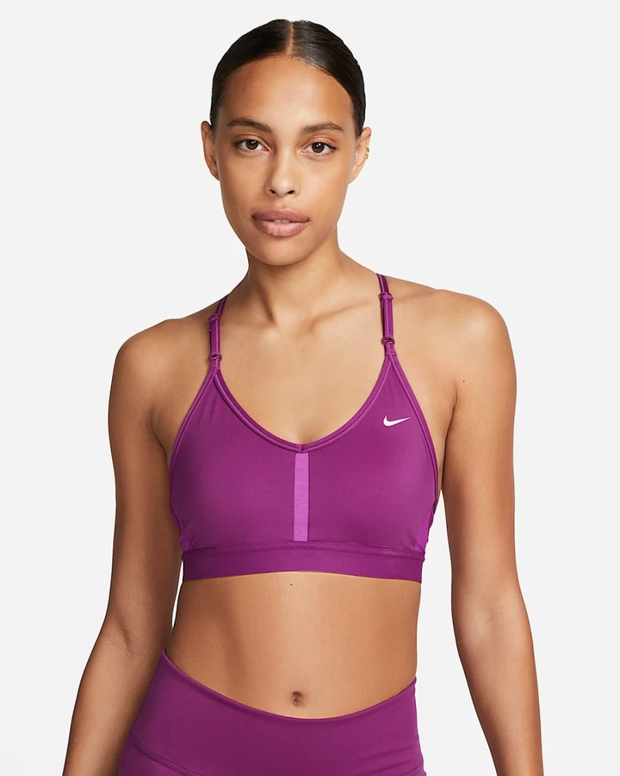 Nike Indy Women's Light-Support Padded V-Neck Sports Bra - Viotech/Vivid Purple/White