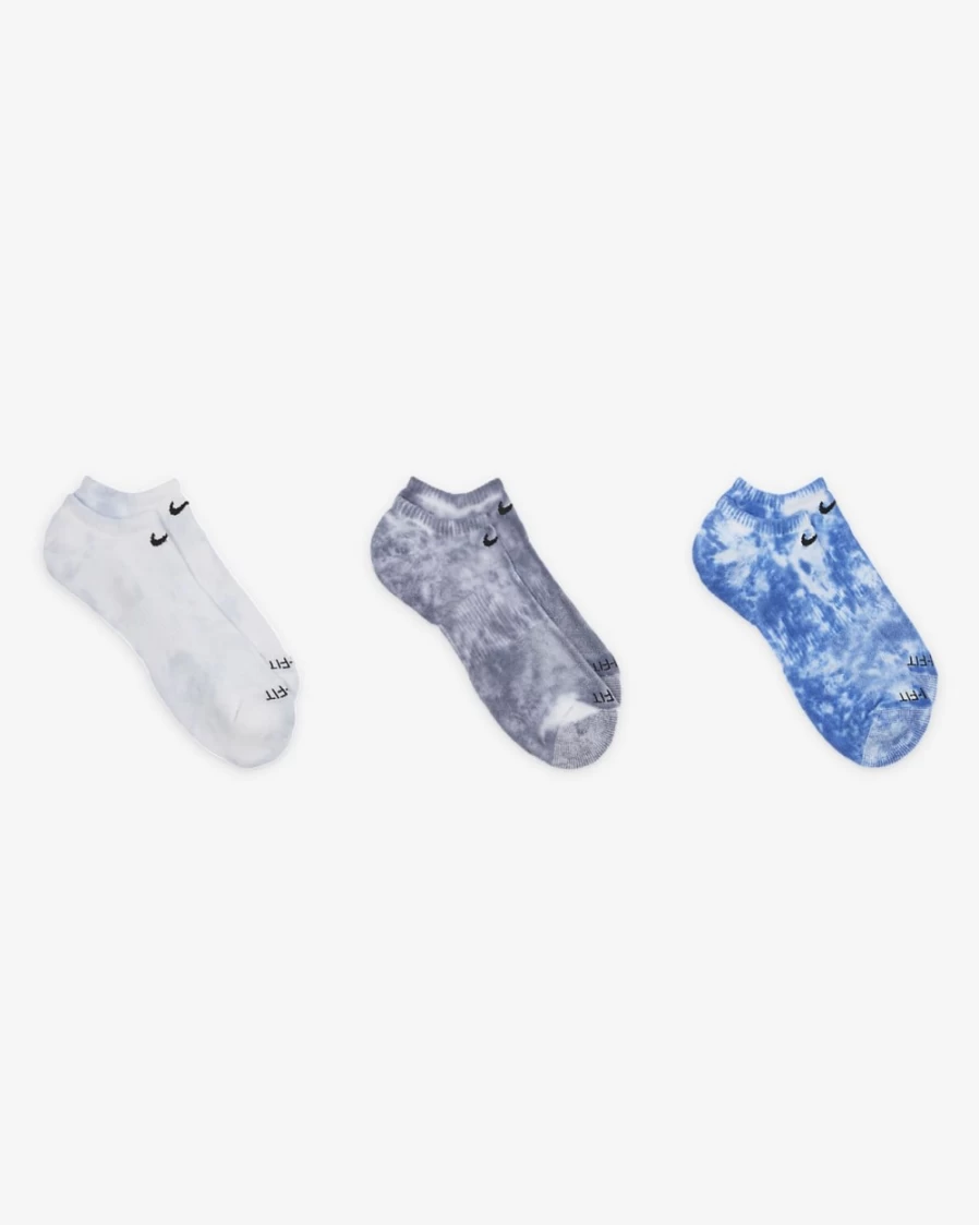 Nike Everyday Plus Cushioned No-Show Socks for Men & Women - 3 Pairs Multi-Color Comfort Athletic Socks