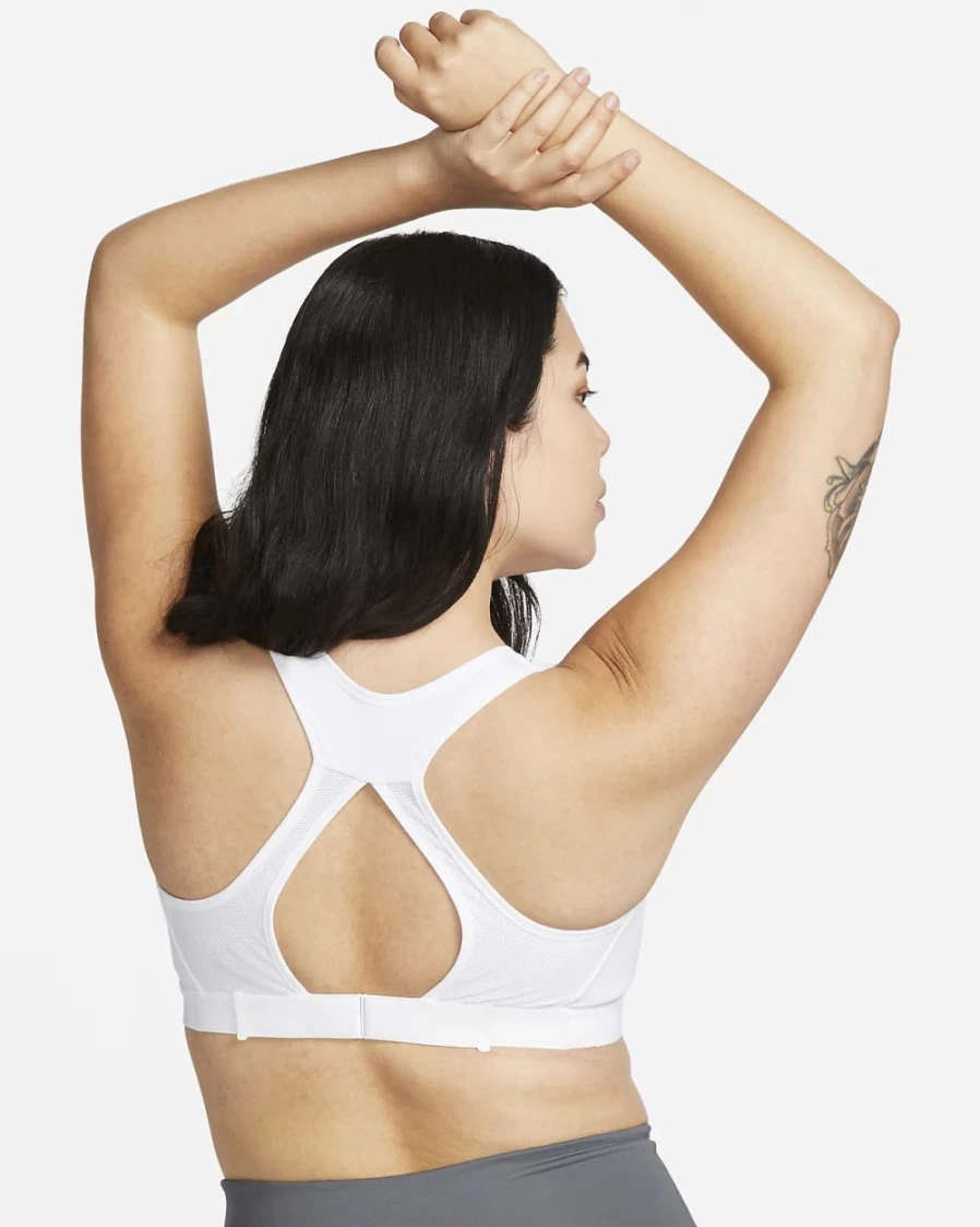 Nike Swoosh Women's Adjustable High-Support Sports Bra - White & Black