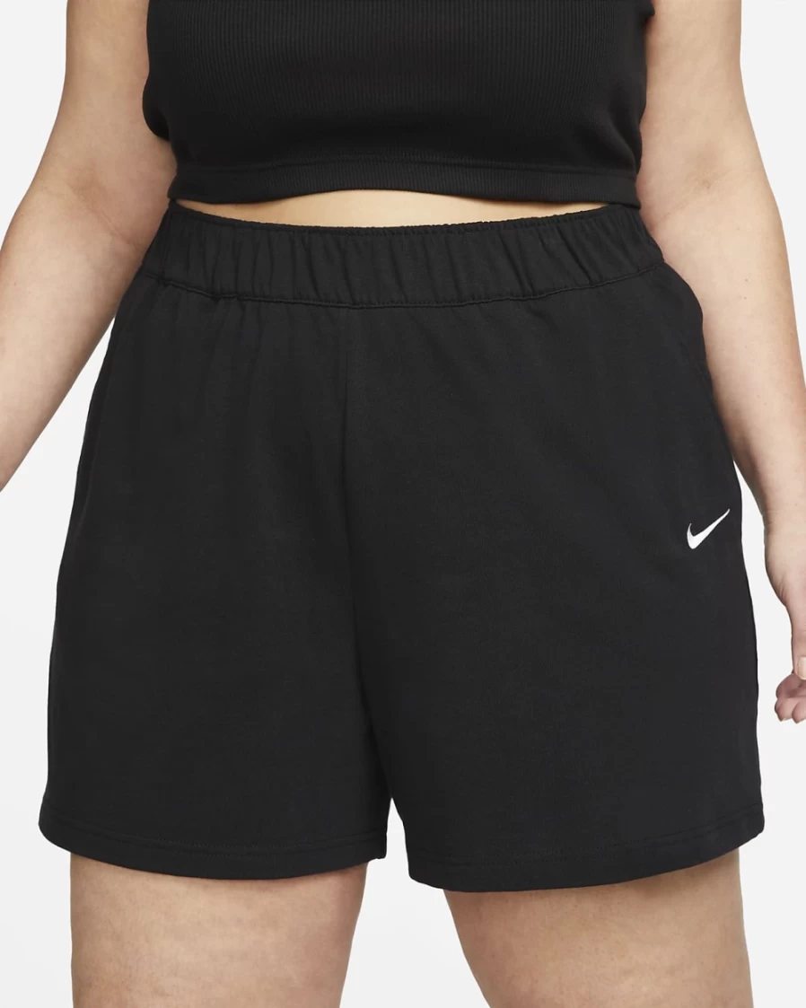 Nike Women's Plus Size Black/White Sportswear Jersey Shorts - Athletic Comfort Fit