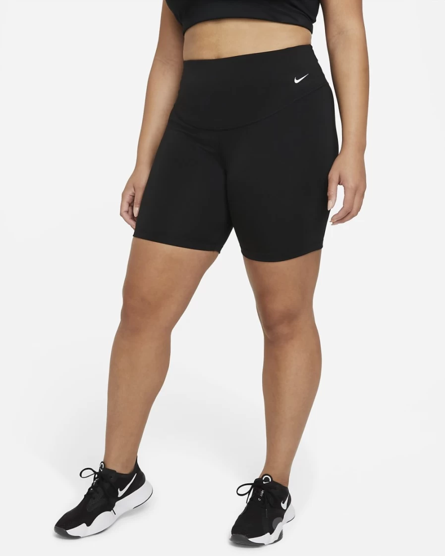 Nike Women's Plus Size Black/White Mid-Rise 7" Bike Shorts - One Collection