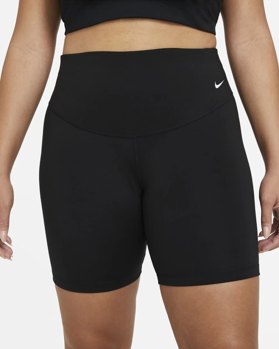 Nike Women's Black/White Mid-Rise 7" Bike Shorts Plus Size Workout Running Athletic Shorts