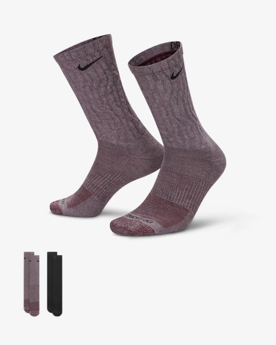 Nike Everyday Plus Cushioned Crew Socks for Men & Women - Multi-Color (2-Pair Pack)