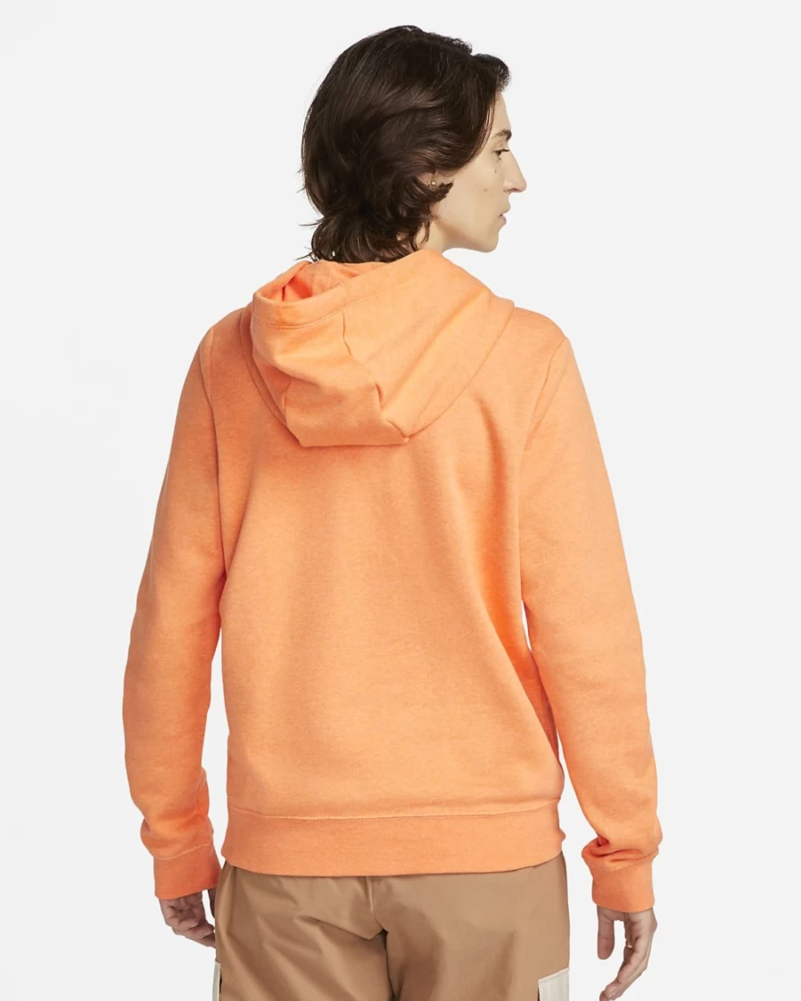 Nike Women's Orange Trance Heather White Sportswear Club Fleece Pullover Hoodie