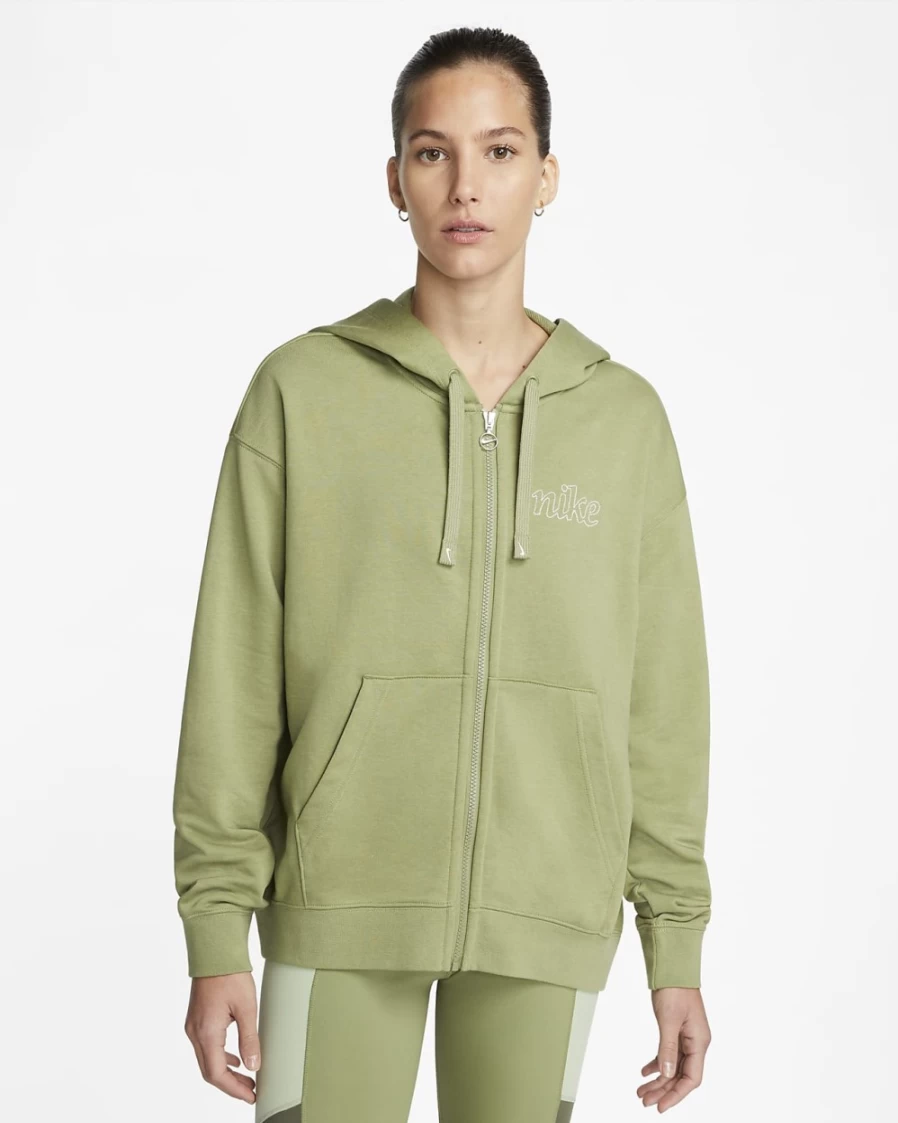 Nike Dri-FIT Women's Alligator/White Graphic Full-Zip Training Hoodie for Workouts
