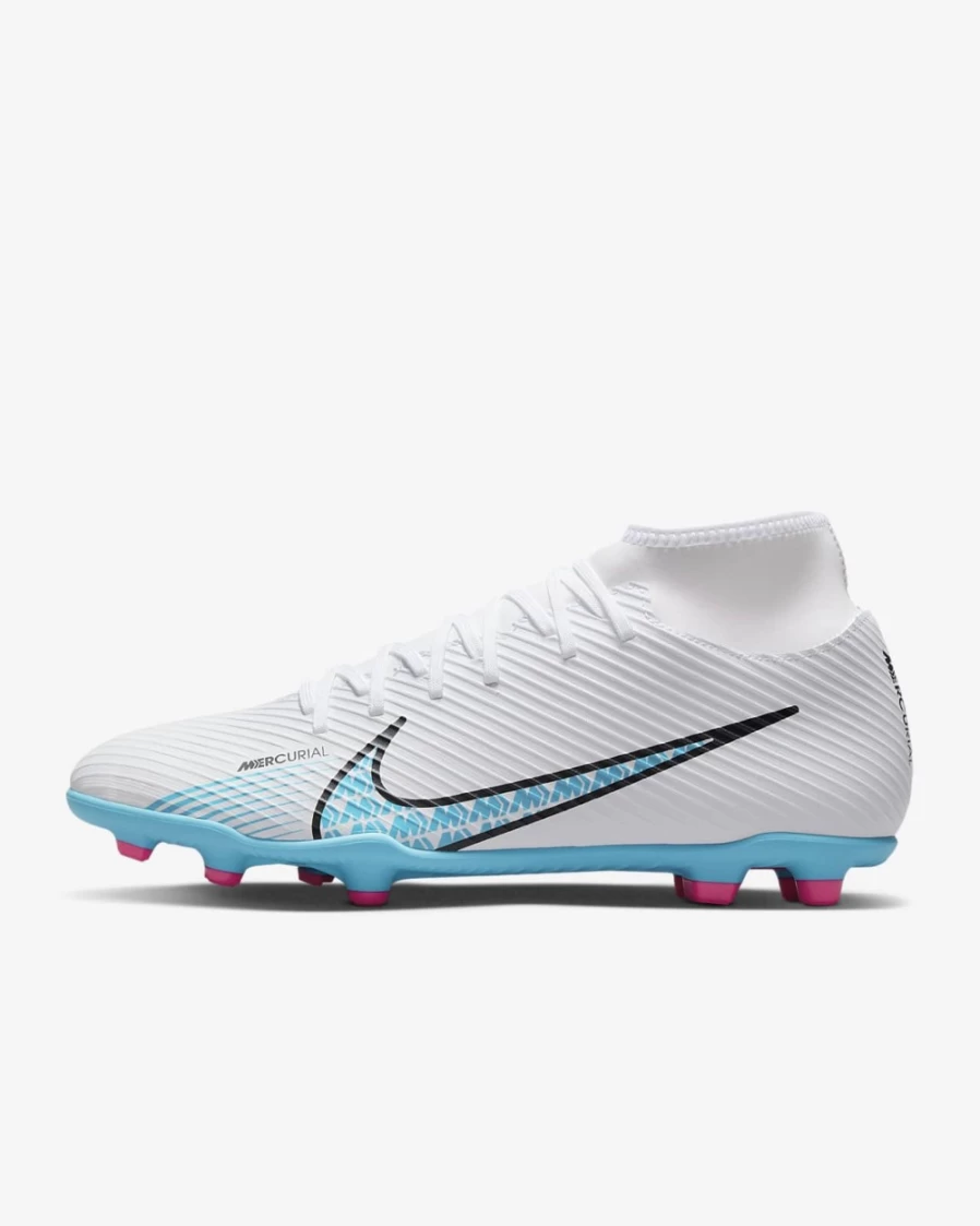 Nike Mercurial Superfly 9 Club MG Multi-Ground Soccer Cleats for Men & Women - White/Pink Blast/Baltic Blue