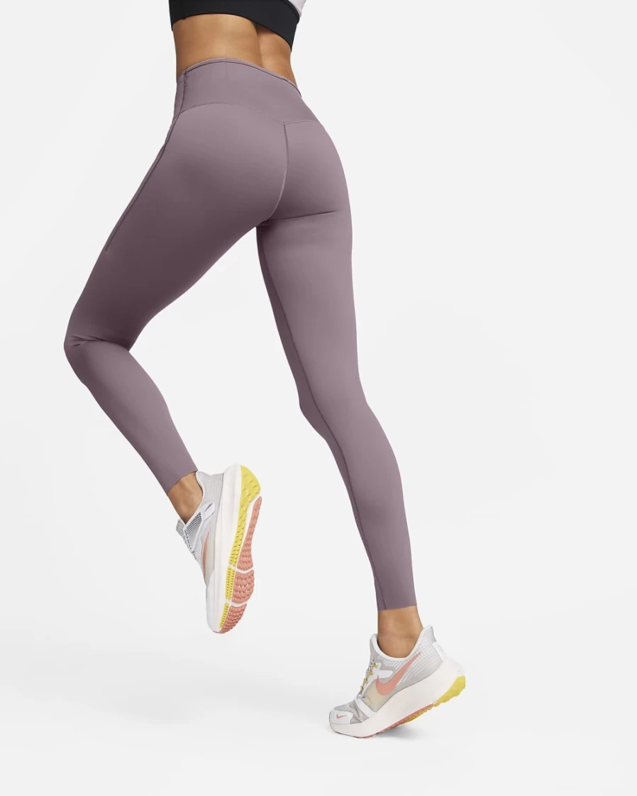 Nike Go Women's Firm-Support Mid-Rise Purple Smoke/Black Full-Length Leggings with Pockets