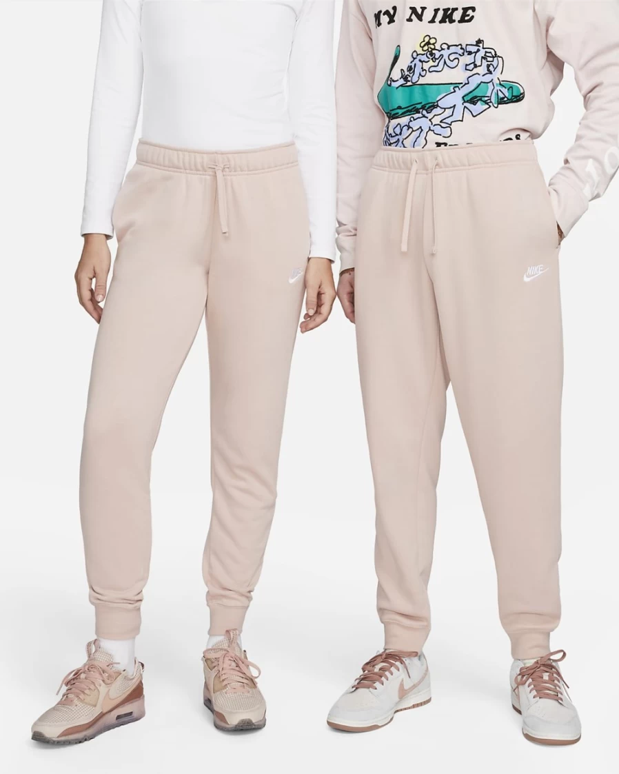 Nike Women's Pink Oxford/White Club Fleece Mid-Rise Joggers - Sportswear Comfort & Style