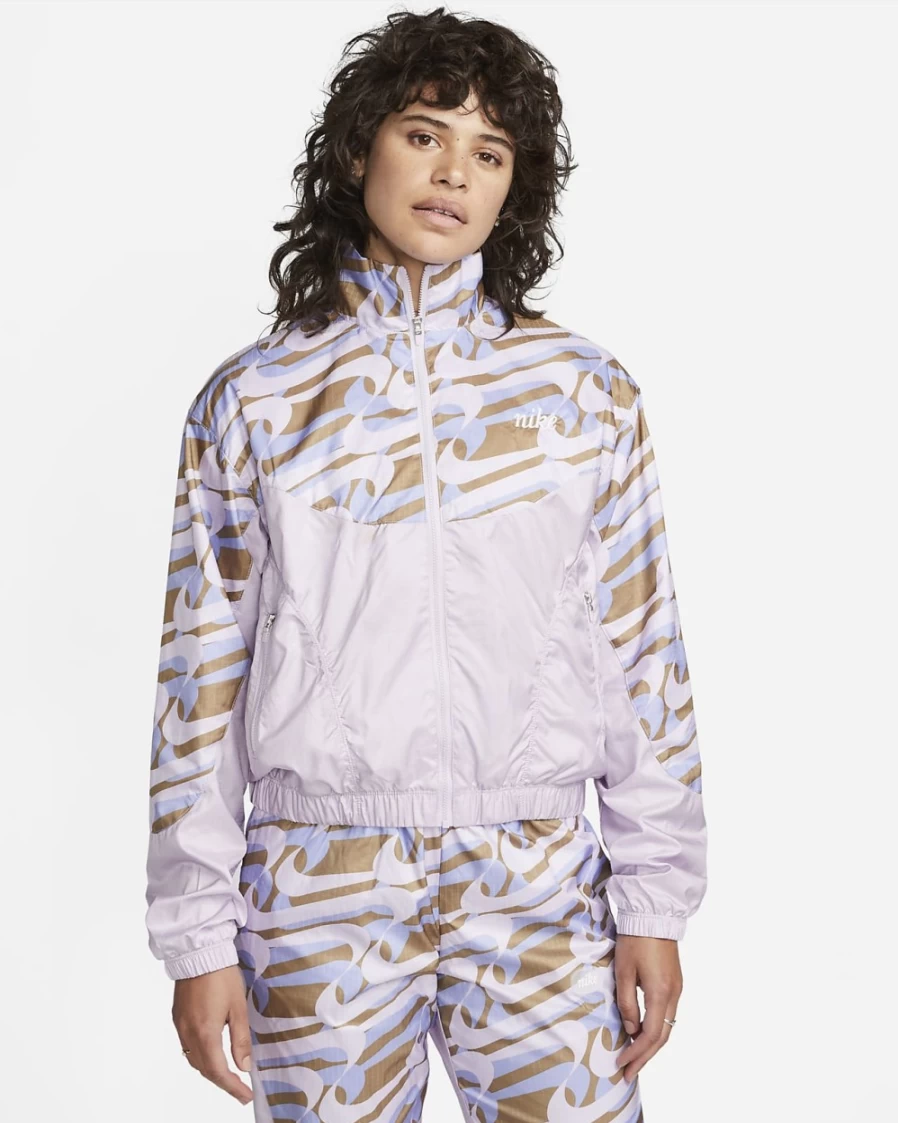 Nike Women's Sportswear Icon Clash Woven Jacket - Doll/Sesame/White Allover Print
