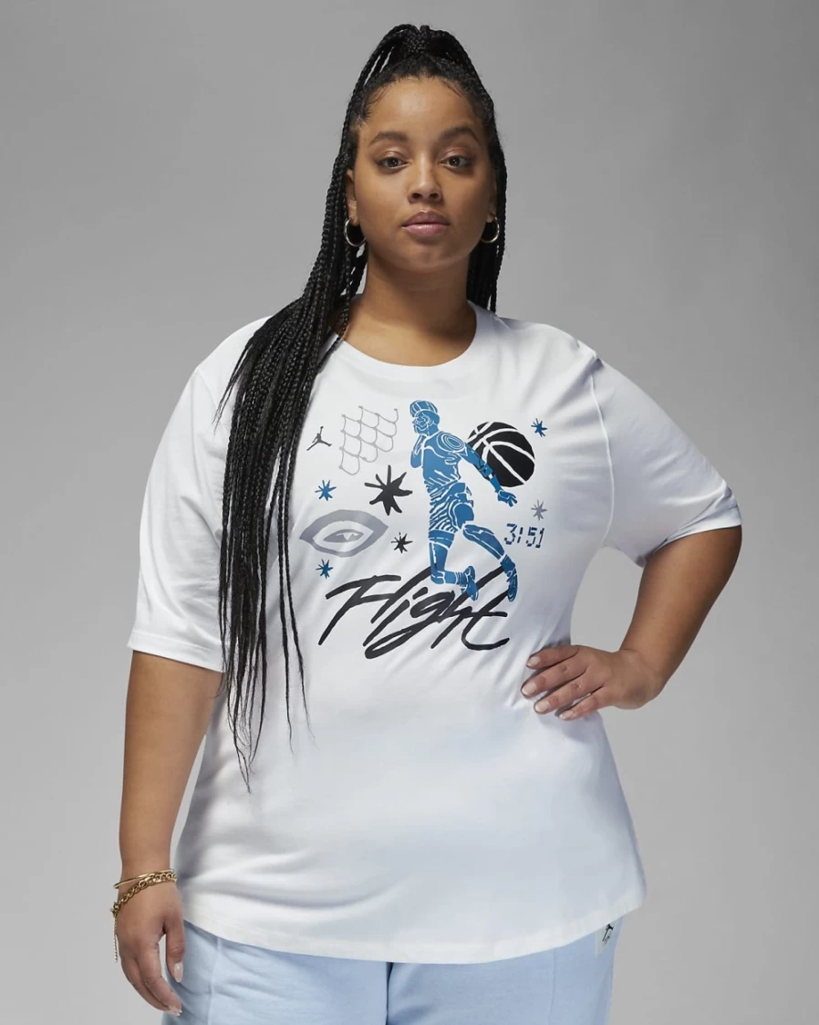 Nike Women's White Graphic T-Shirt - Plus Size Casual Tee
