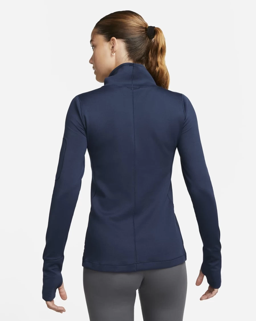 Nike Pro Therma-FIT Women's Long-Sleeve Training Top - Midnight Navy/White - Moisture-Wicking & Thermal Performance