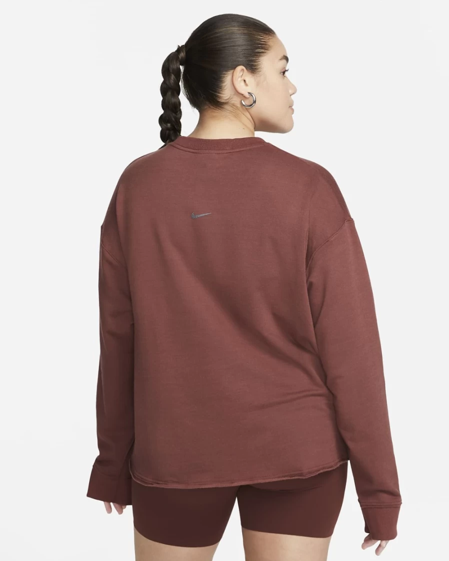 Nike Women's Plus Size Yoga Luxe Fleece Crew Top - Dark Pony/Iron Grey