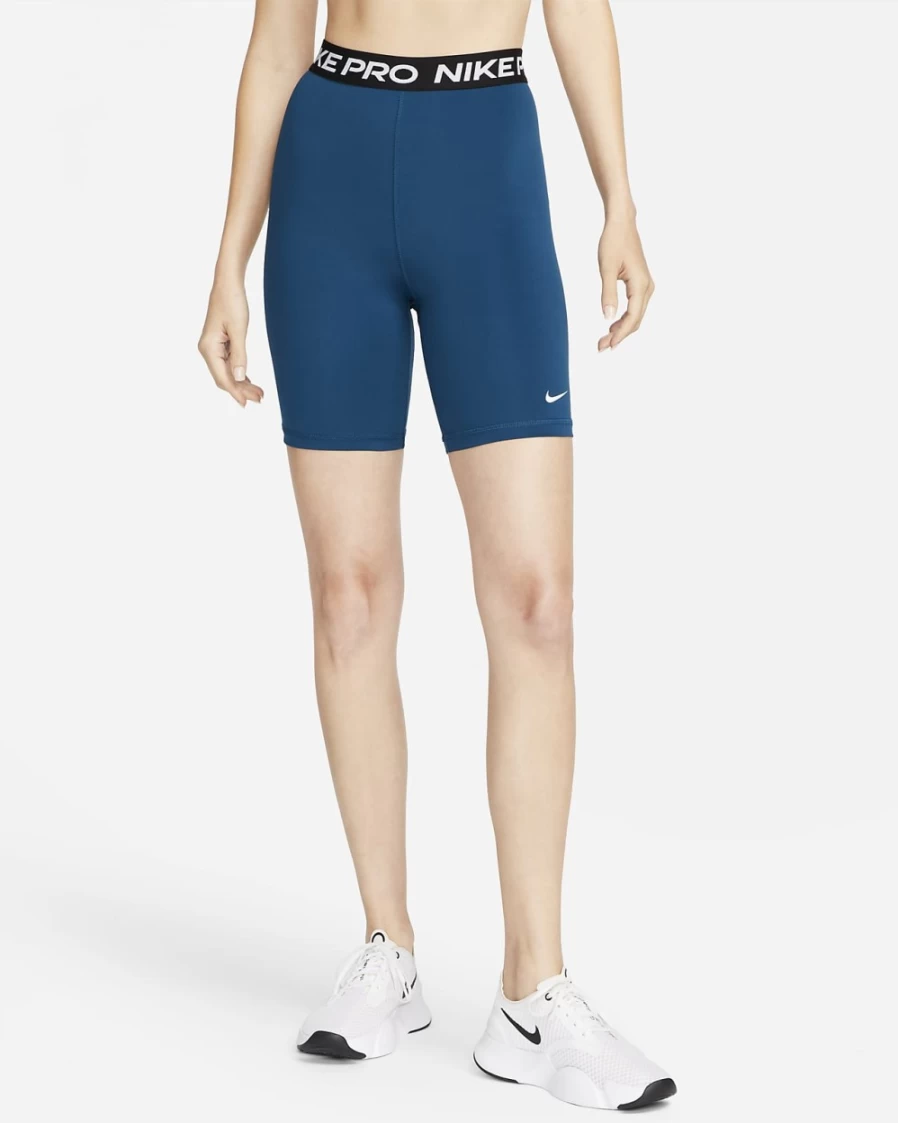 Nike Pro 365 Women's High-Waisted 7" Shorts - Valerian Blue, Black, White - Training & Gym Shorts for Women