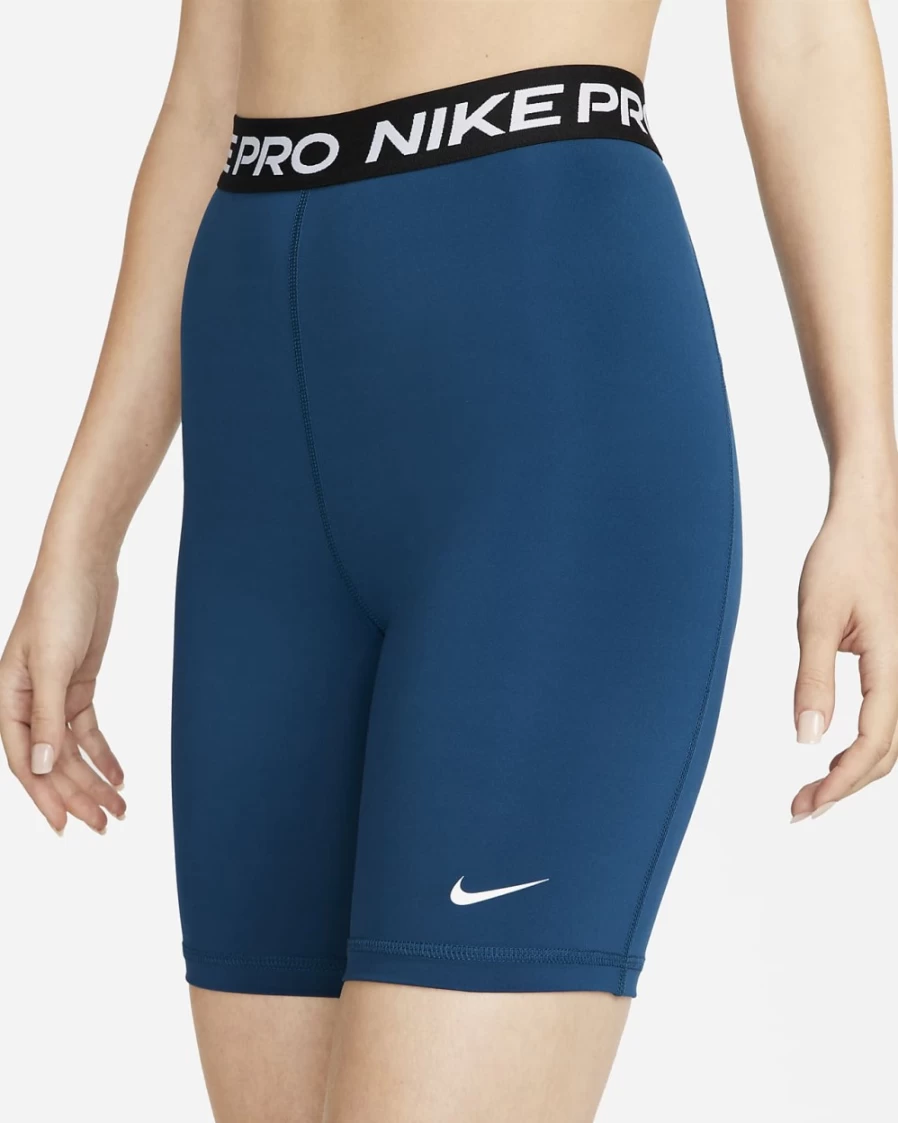 Nike Pro 365 Women's High-Waisted 7" Shorts - Valerian Blue, Black, White - Training & Gym Shorts for Women