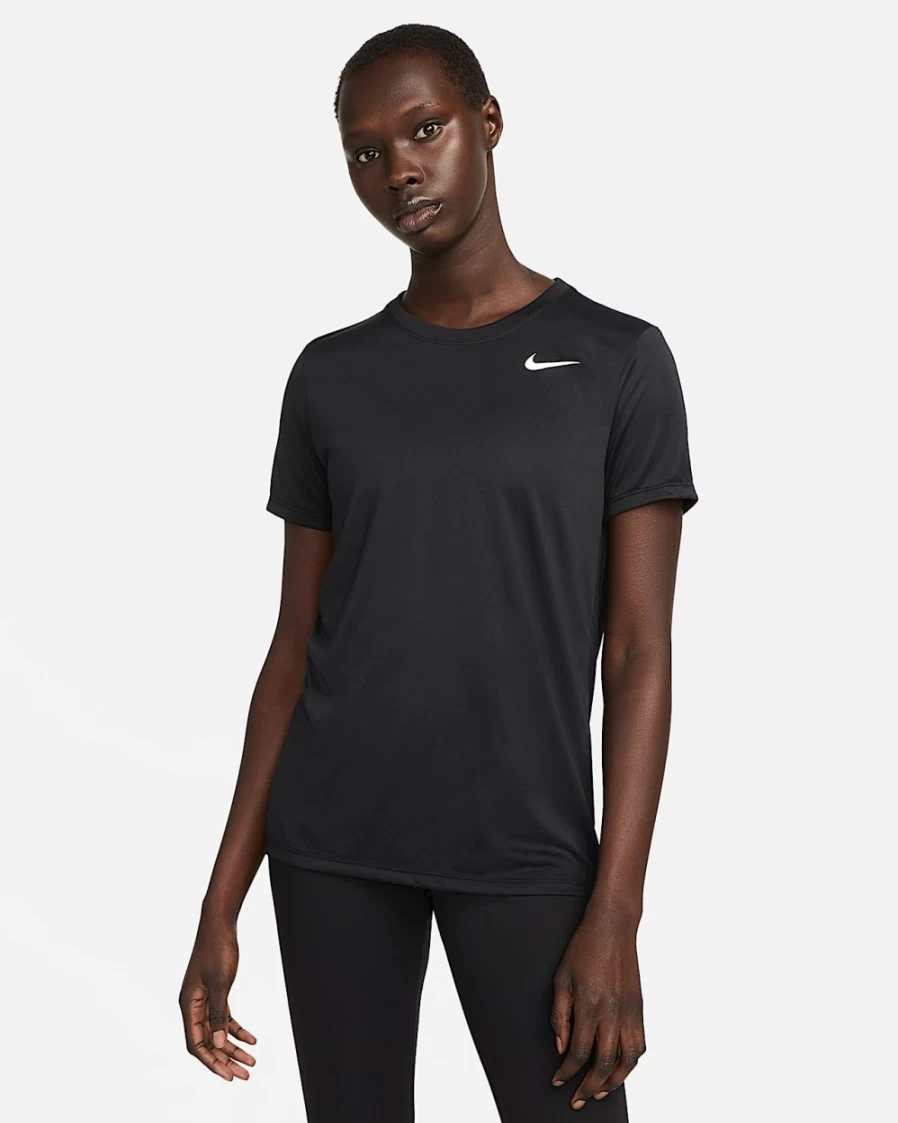 Nike Dri-FIT Women's T-Shirt - Black/White - Moisture-Wicking Workout Top