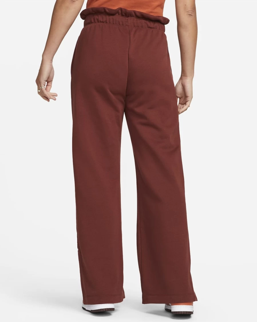 Nike Women's High-Waisted Fleece Sweatpants in Oxen Brown/Cinnabar - Comfortable Open-Hem Lounge Pants