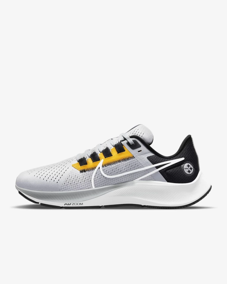Nike Pegasus 38 Men's & Women's Running Shoes - Wolf Grey/Black/University Gold/White (Pittsburgh Steelers NFL Edition)
