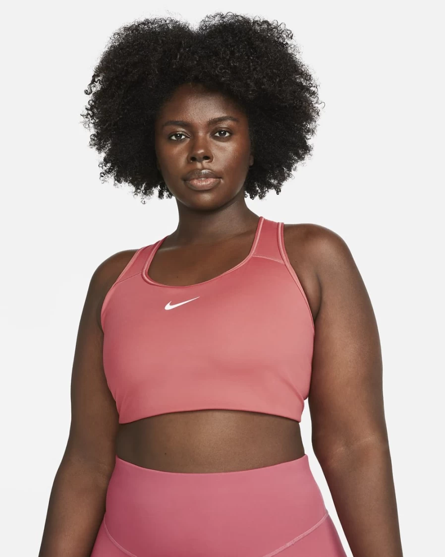 Nike Swoosh Women's Plus Size Medium-Support Padded Sports Bra in Adobe/White