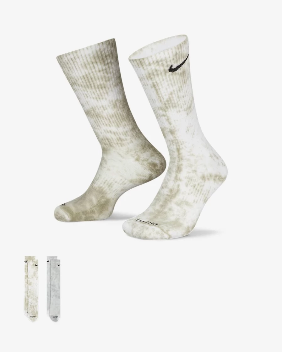 Nike Everyday Plus Cushioned Crew Socks for Men & Women - Tie-Dye Multi-Color (2-Pair Pack)