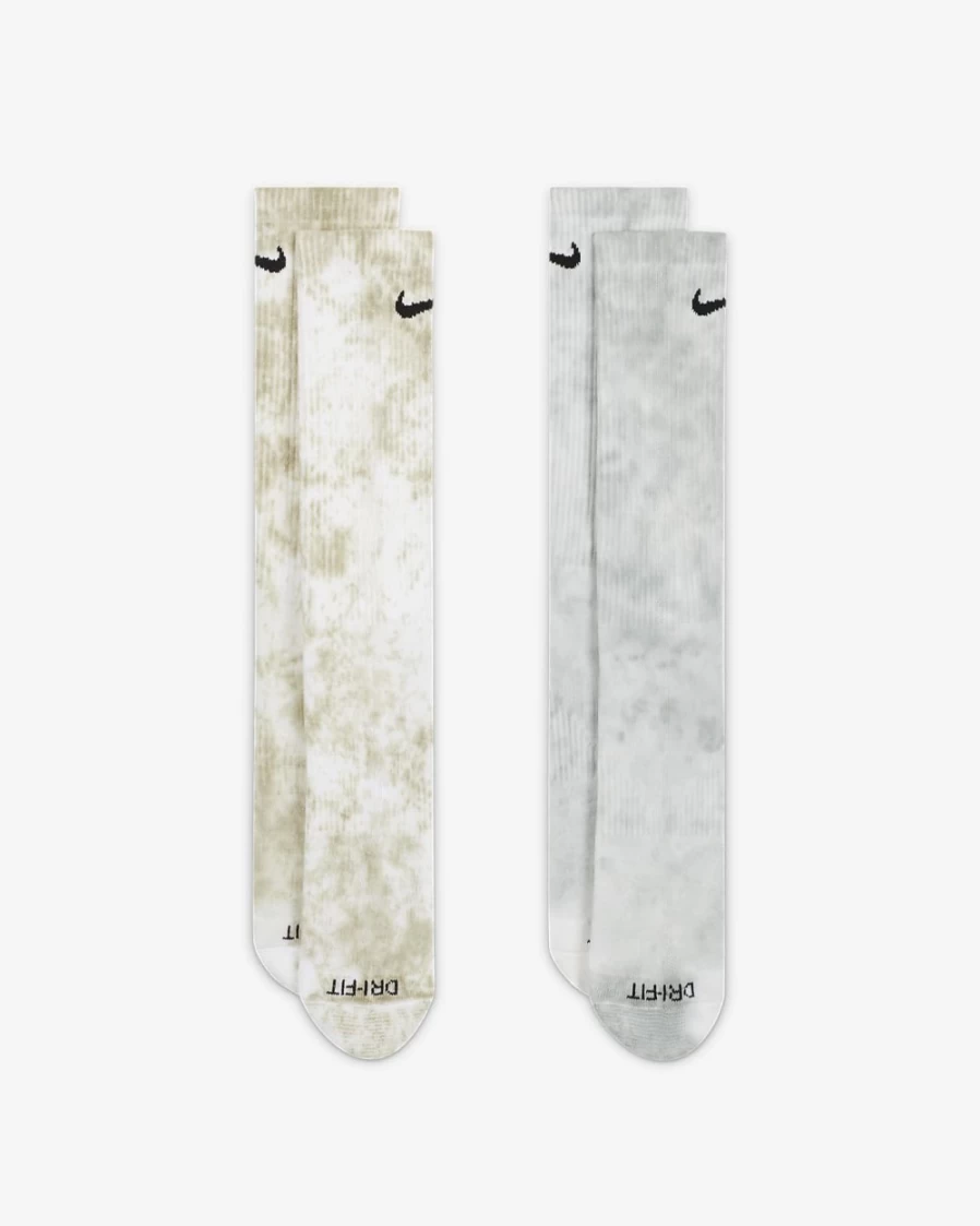 Nike Everyday Plus Cushioned Crew Socks for Men & Women - Tie-Dye Multi-Color (2-Pair Pack)