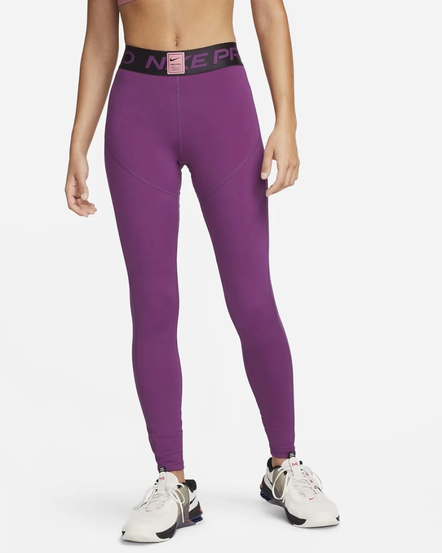Nike Pro Women's Mid-Rise Graphic Leggings in Viotech/Cave Purple/Desert Berry