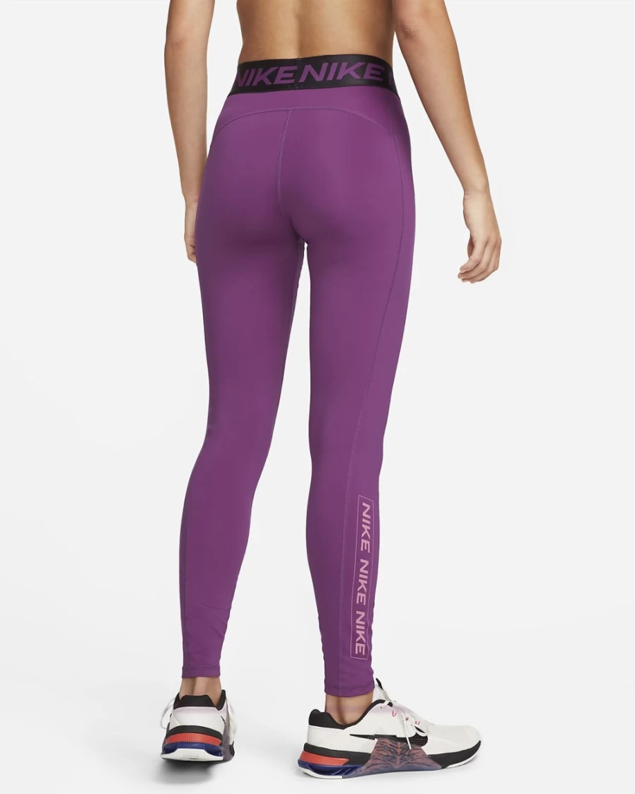 Nike Pro Women's Mid-Rise Graphic Leggings in Viotech/Cave Purple/Desert Berry